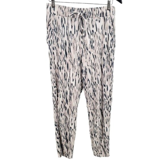 New Express Med Pants Elastic Waist High Waisted Cozy Leopard Jogger Loungewear - Picture 2 of 14